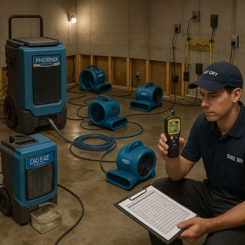 Structural Drying and Dehumidification process in Lake Nacimiento, CA